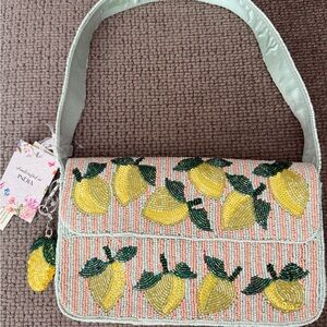 New Viral Pink Lemon Beaded Shoulder Bag w/Charm 2026 Version